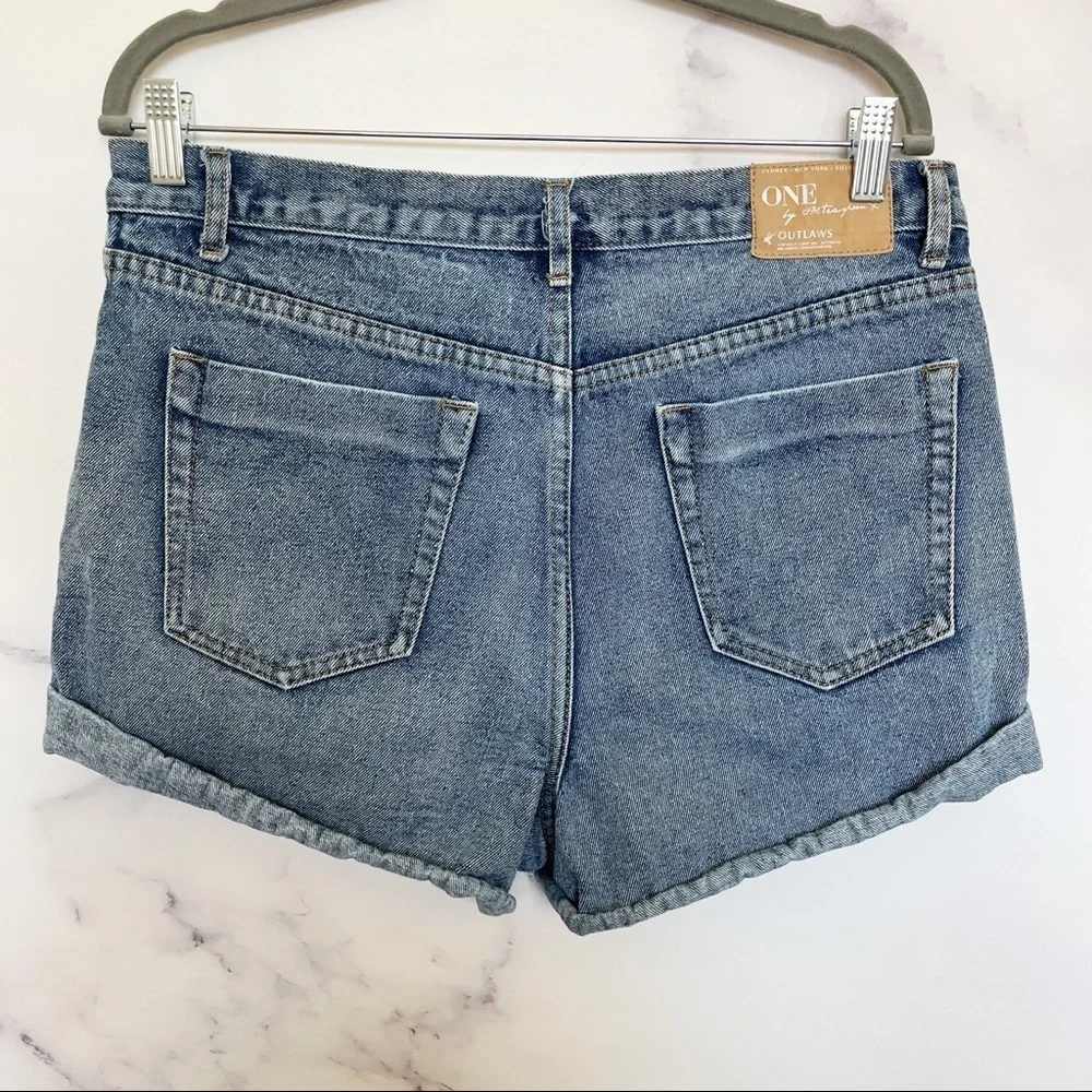 One Teaspoon x Free People Outlaws Distressed Denim Shorts